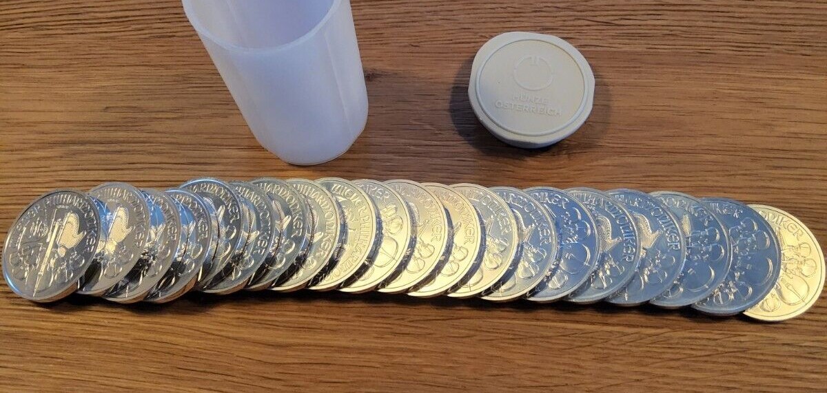 20 Silbermünzen, 1 oz Wiener Philharmoniker 2012, Tube