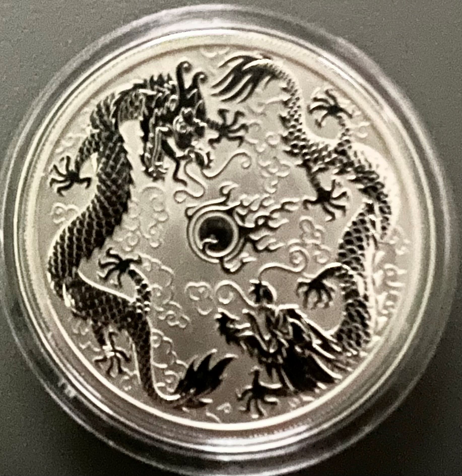 1 Unze Silbermünze Australien Drache & Drache 2019