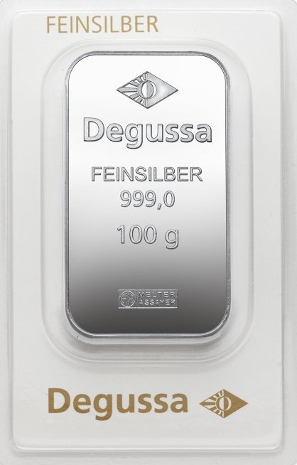 100 g Degussa Silberbarren