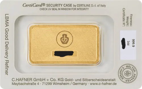 1 Unze Goldbarren C. Hafner
