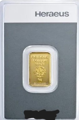 5 Gramm Argor-Heraeus Goldbarren Kinebar